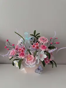 Handmade Pink Pipecleaner Blossom Basket