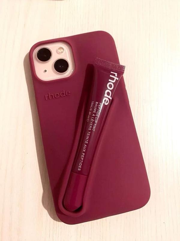 (Full box with lip) Rhode Original Phone Case for iPhone 17/ 17 Air/ 17 Pro/17 Pro Max 16 15 14 13 12Cover Portable Lip Gloss Hailey Rhode Silicone Phone Stand Girls Gift Bag