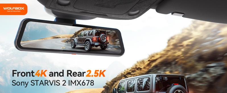 WOLFBOX G900 PRO Mirror Dash Cam with STARVIS 2 IMX678 128GB Card 5.8GHz WiFi 4K Front 2.5K Rear Video TikTokShopHolidayHaul Dashcam for Cars