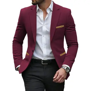 Men's Colorblock Blazer Jacket, Long Sleeve Casual Suit Coat, Fashionable Versatile Outerwear for Any Occasion