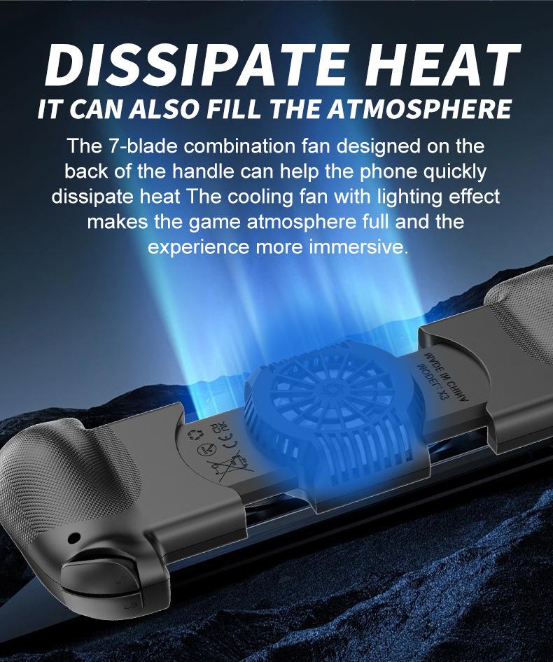Mobile Phone Gaming Controller Wireless Bluetooth-Compatible Telescopic Gamepad with Cooling Fan for Switch/Android/PC Mobile Phone Gaming Controller Wireless Bluetooth-Compatible Telescopic Gamepad with Cooling Fan for Switch/Android/PC