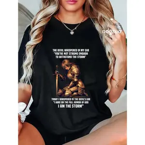 100% Cotton I Am The Storm Armor Of God Prayer Warrior Christian Woman T-Shirt