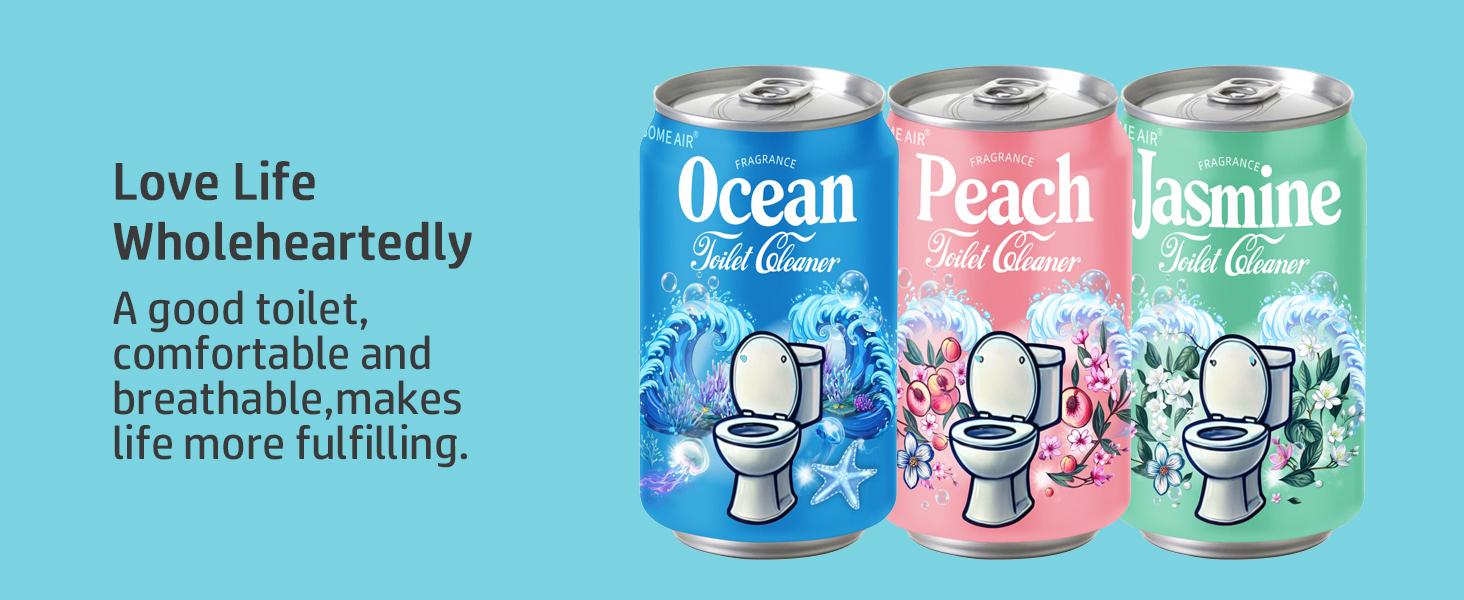 CloudMades Beverage Can Toilet Bowl Cleaner – Septic Safe Toilet Tablets in Bottle, 3 Scents (Ocean, Jasmine, Peach), Automatic Long-Lasting Toilet Cleaner, Powerful Stain Remover & Deodorizer