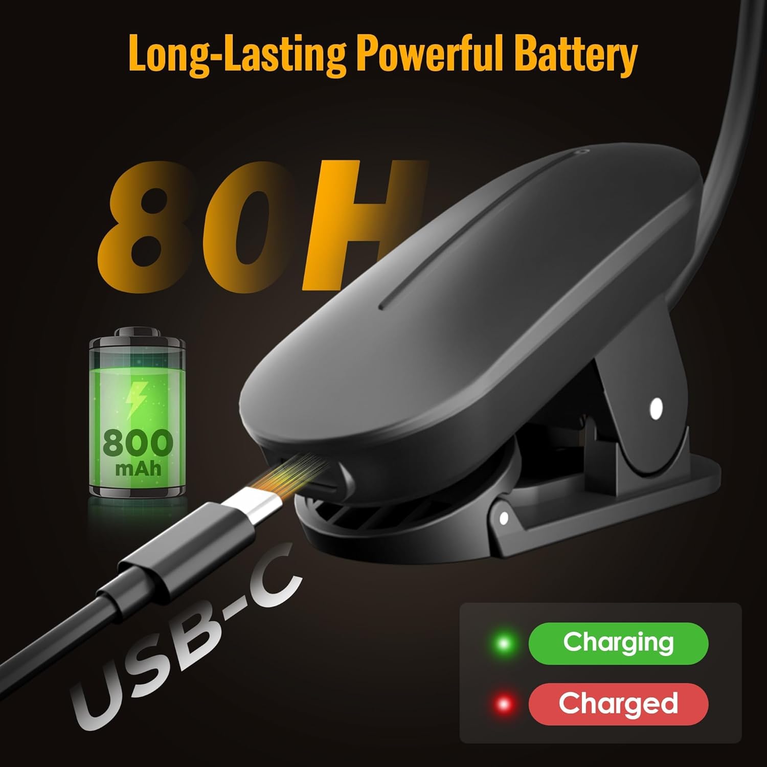 Clip-On 3-Color Temperature LED Reading Light! Flexible Gooseneck, Student Dorm & Bedside Lamp, Eye-Care Night Light