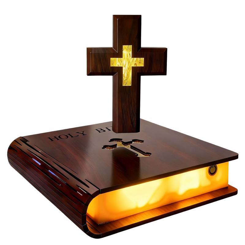 Magnetic Levitation Cross Lamp Colored Bible Lamp Christian Night Light Perfect Easter Gift and Home Desktop Decoration Illuminated Levitation Bible Cross Lamp Easter Gift