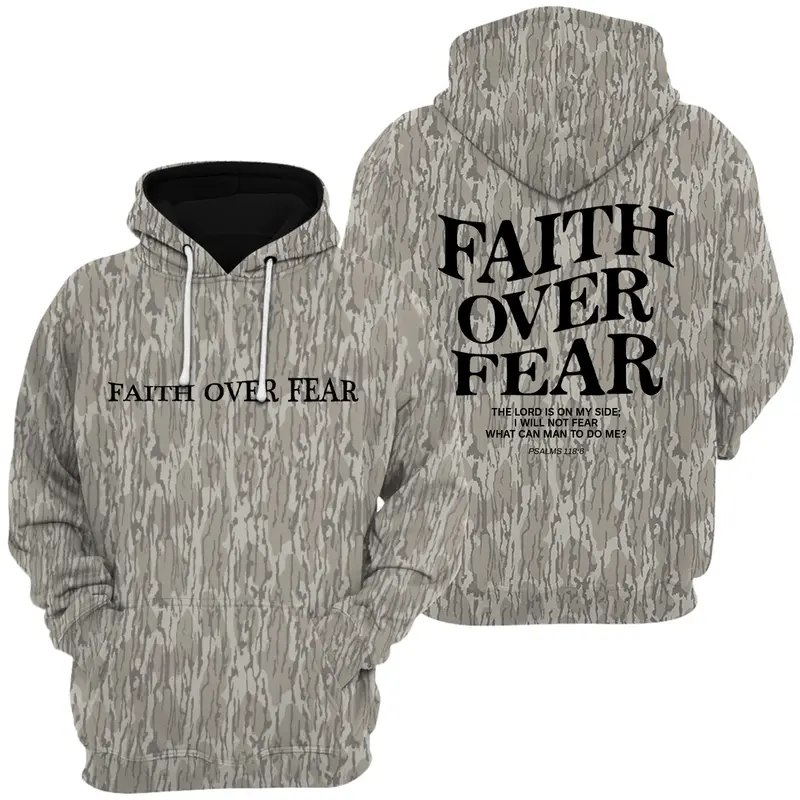 Christian Faith Over Fear Camo Hoodie, Sweatshirt for Men Jesus Religious Shirts Oversized Graphic Tees Acid God Camo Hoodie, Sweatshirt