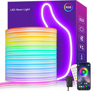 [TYUTE]LED Neon Rope Lights, RGB LED Light Strip, 24V Music Sync App/Remote Control DIY Rope Light, IP67 Waterproof Gaming LED Neon Strip Lights for Bedroom Indoor Oudoor Décor home party decoration