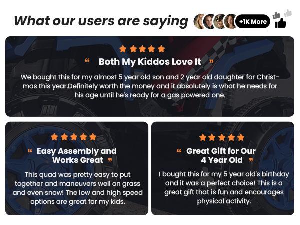 Hikiddo Kids ATV 4-Wheeler with 2 Seater, 24V Ride on Toy for Big Kids , 400W Motor, Bluetooth