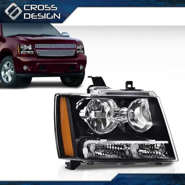 CROSSDESIGN Passenger Side Truck Headlight Replacement - Automotive Headlight Assembly for Chevy Trucks, 07-13 Avalanche, 07-14 Suburban, Tahoe, Heat-Resistant, Shock-Resistant, Factory-Fit