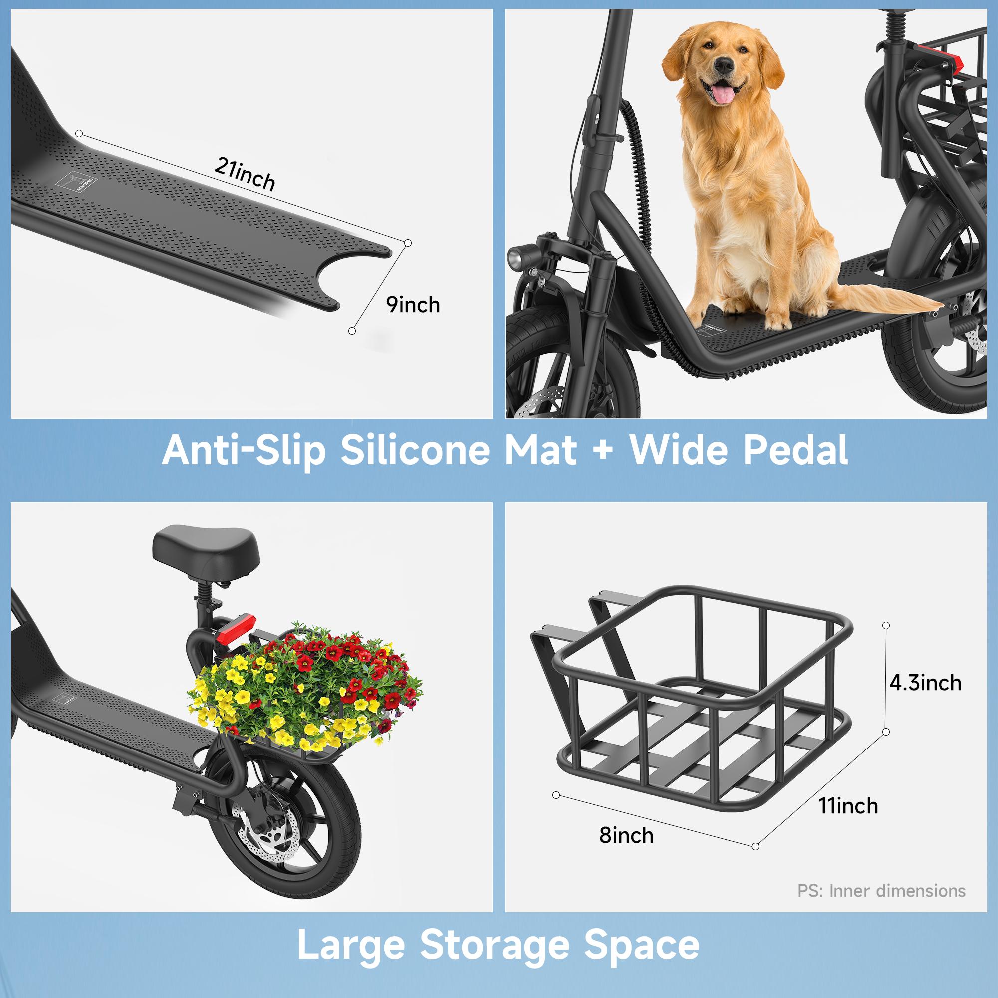 [AOVOPRO-VOLTVOGUE] ESBS Electric Scooter, Peak Power 750W, TopSpeed 22 mph, 10.5-22.5Ah, Driving Range 20-60 Miles,Rear Disc Brake + Electronic Brake, 14-inch Inflatable Tires.