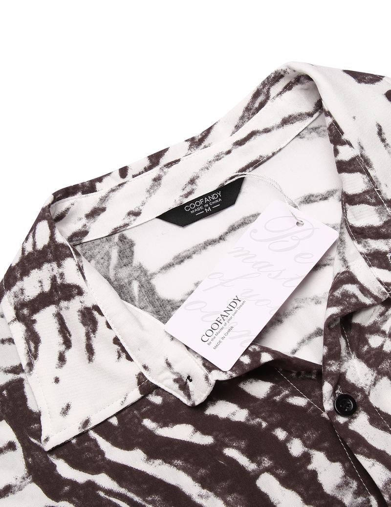 COOFANDY Men's Set Hawaiian Matching Set Summer Beach 2 Piece Outfits Flower Shirts and Shorts Tropical Fabric Tropical Fabric Floral Menswear  Shortsleeve Loose