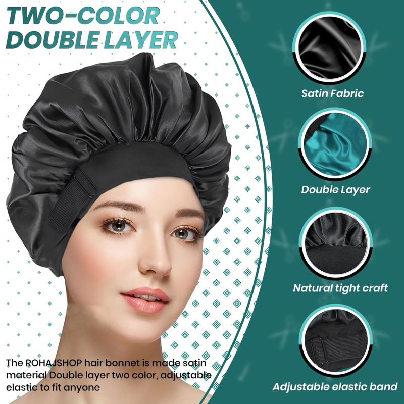 Double Layer Silk Bonnet for Haircare Soft Practical Sleeping Cap with Elastic Tie Band for Curly Natural Hair Comfortable Secure Fit Satin Bonnet for Hair Care Heatless
