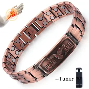 Magnetic Bracelet for Men with Adjustable Sizing Tool & Eagle Pattern Magnetic Field Therapy Jewelry Gift Tuner Included Unique Design Versatile Use