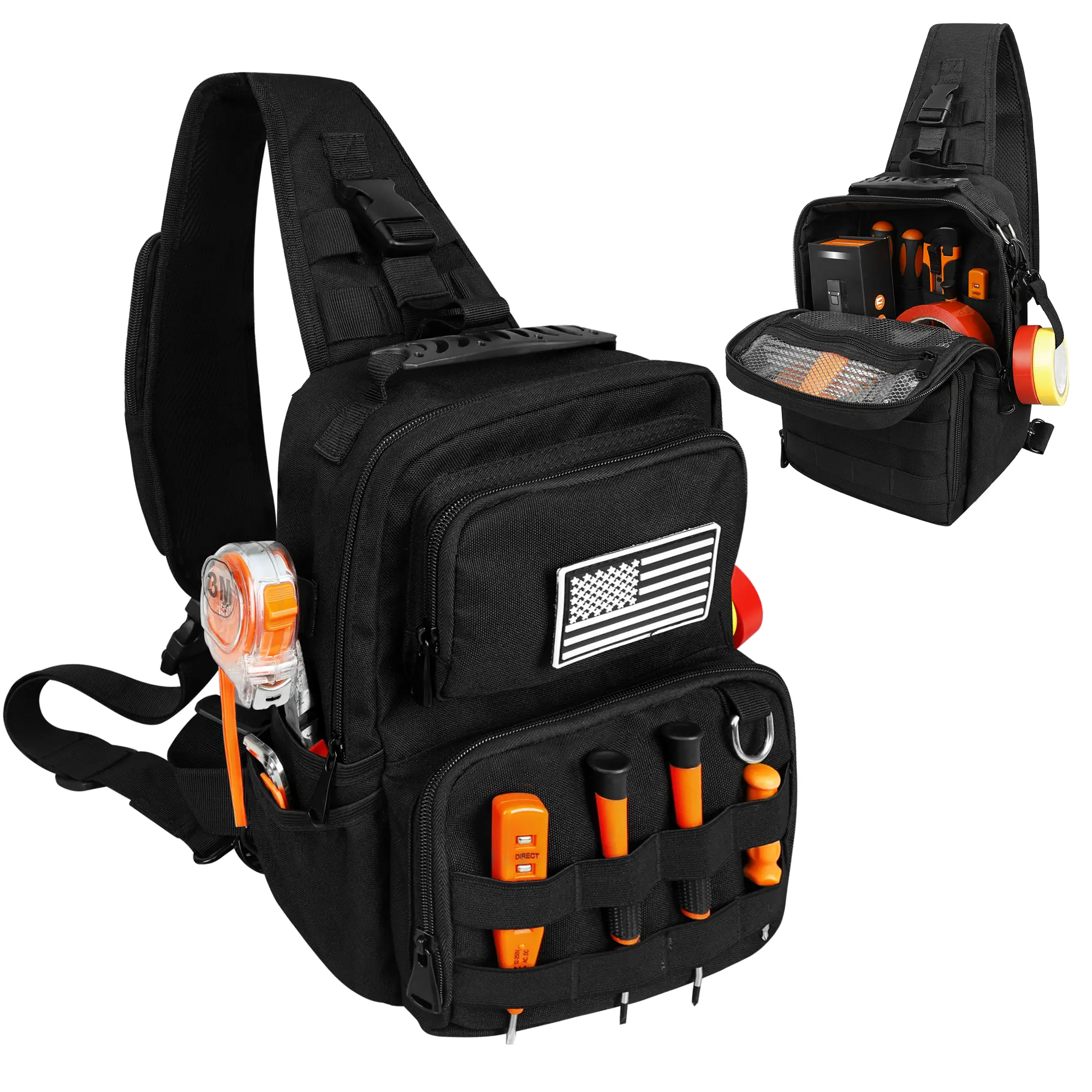 Small Tactical Tool Bag - Compact Multi-Pocket Shoulder Chest Pouch with MOLLE System for Technicians, Black,backpacks for school,cute backpacks for school,bookbag,school backpack