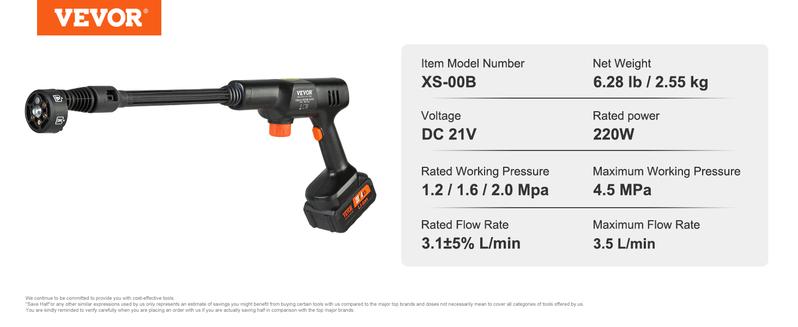 VEVOR Cordless Pressure Washer, TikTokShopBlackFriday, 652-PSI 1.0 GPM Portable Power Cleaner, Handheld High-Pressure Car Washer Gun with 4.0Ah Battery, Charger, 6-in-1 Nozzle, for Home/Floor Cleaning & Watering VEVOR Cordless Pressure Washer, TikTokShopBlackFriday, 652-PSI 1.0 GPM Portable Power Cleaner, Handheld High-Pressure Car Washer Gun with 4.0Ah Battery, Charger, 6-in-1 Nozzle, for Home/Floor Cleaning & Watering