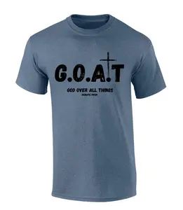 Mens Christian Tshirt GOAT God Over All Things Jesus Short Sleeve T-shirt Menswear Top