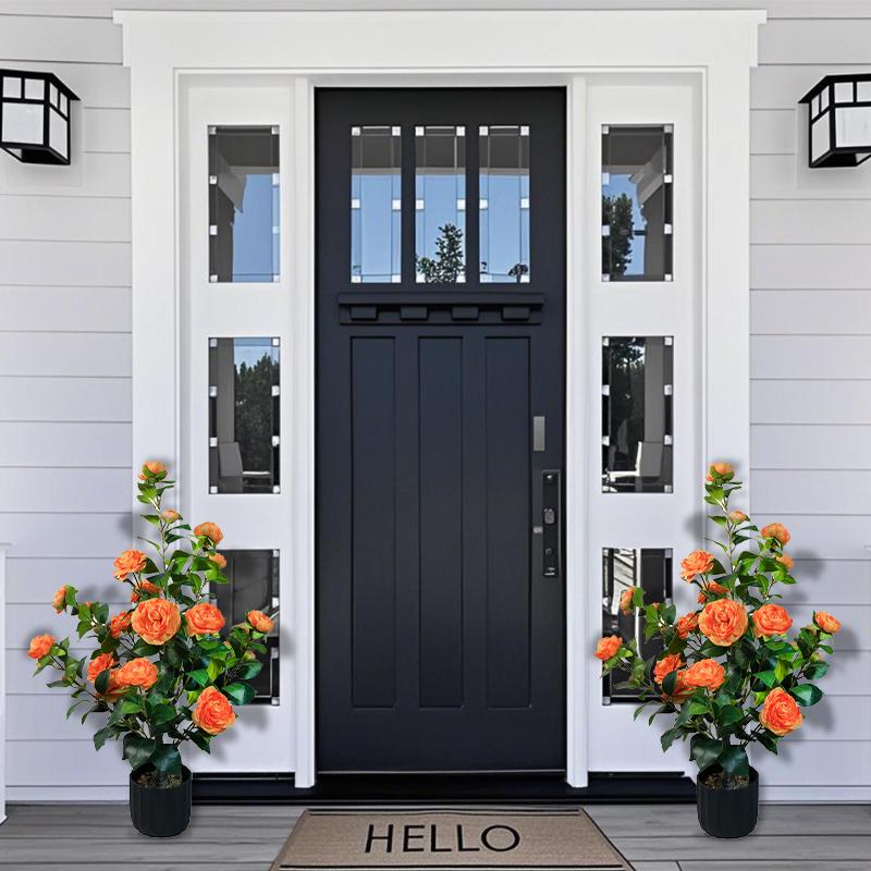 2 Pcs 3-foot Camellia Tree with Decorative Pebbles, Flower Pot, 24 Realistic Flowers, 188 Leaves for Indoor, outdoor courtyard Home Decor 2 Pcs 3-foot Camellia Tree with Decorative Pebbles, Flower Pot, 24 Realistic Flowers, 188 Leaves for Indoor, outdoor courtyard Home Decor