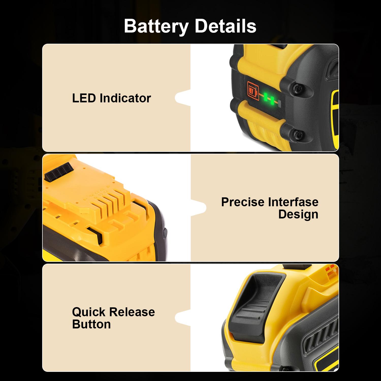 High Capacity 12Ah Replacement for Dewalt 20V 60V Max Battery 1/2/4 Pack, Compatible with DCB606 DCB609 DCB612, Compatible with DeWalt 20V 60V Cordless Power Tools