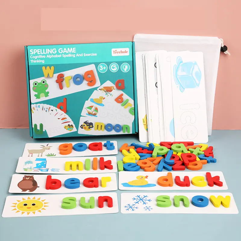 Alphabet ABC Learning Educational Toys for 3 4 5 Years Old Boys Girls, Wooden Puzzle Flash Cards Preschool Activity Letter Matching Games for Kids Toddlers