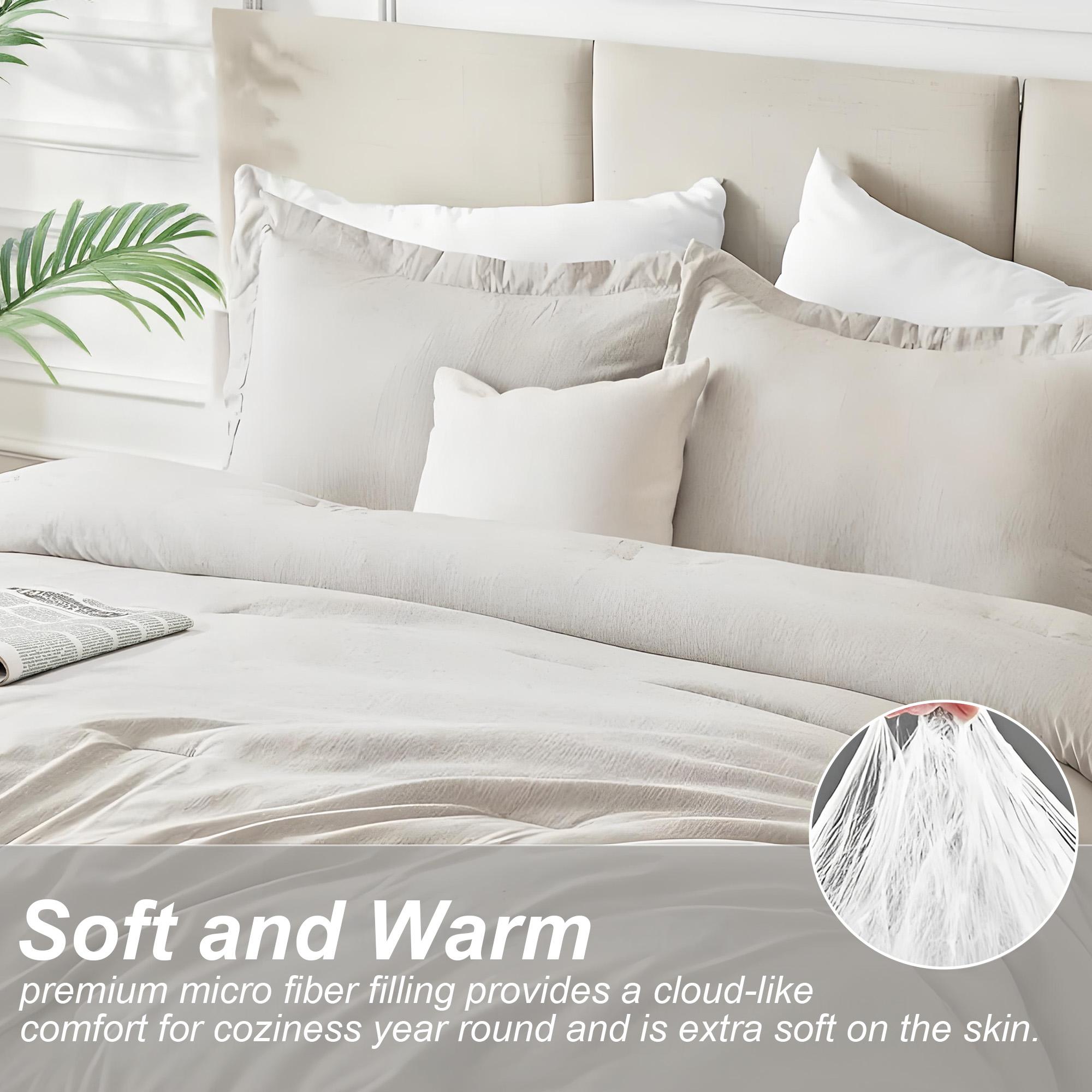 Bepatio 3pcs Soft Cozy Comforter Set Queen Size - Washable Bedding Comforter In Twin Size, Luxury Bedroom Decor Accessories, Breathable Lightweight Fluffy Bedding Sets with 1 Comforter and 2 Pillow Shams,  full comfort, Ideal Gift