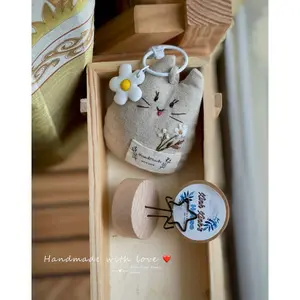 [NEW] Cute Handmade Cat Bell Keychain | Colorful Fabric Kitty Charm for Bags & Keys