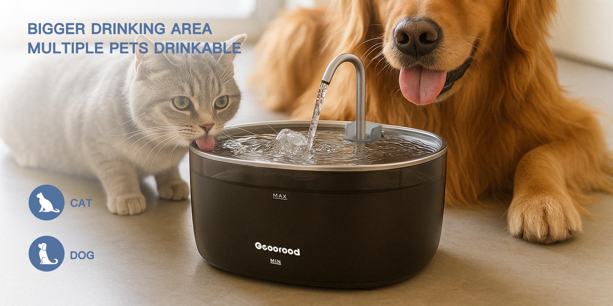 【Geoorood】3.2L Cat Water Fispenser, suitable for small dog  medium and large cats, 14 days of drinking water, 304 stainless steel, dishwasher safe