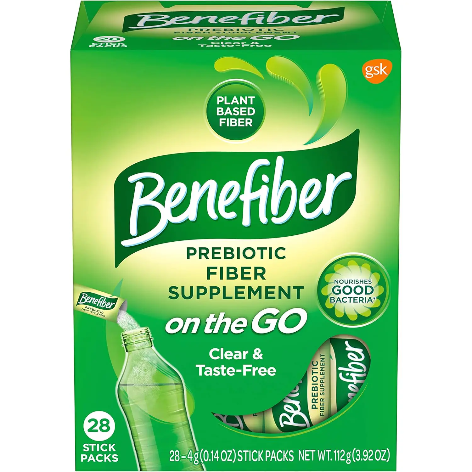 On the Go Prebiotic Fiber Supplement Powder for Digestive Health Daily Fiber Unflavored 28 Stick Packs
