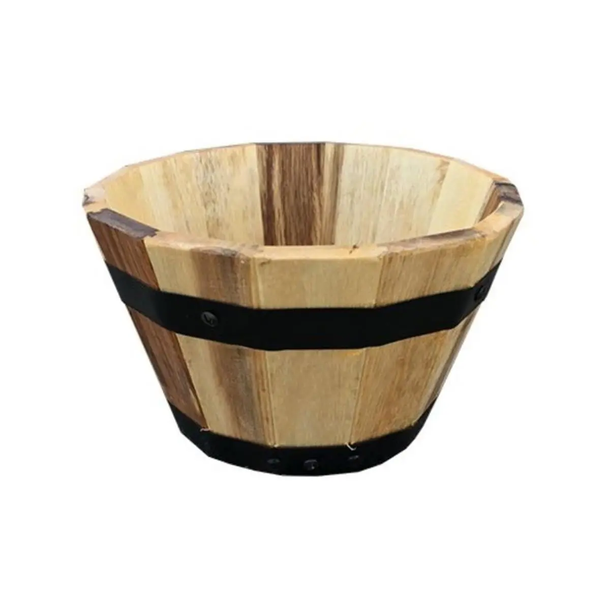 Avera Home Goods 206382 Wooden Barrel-Shape Garden Planter, 10x6 in.