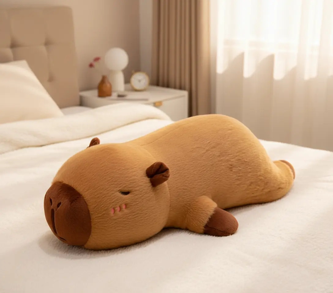 60cm/24" Viral Capybara Long Plush Toy - Plush Fabric, Whimsical Design, Unisex Hugging Pillow, Cute Room Accessory, Stuffed Animal, Gifts for Boyfriend, GF Gift, Gaming Chair