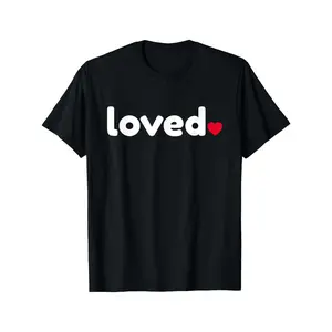 Valentine's Day Gift T-Shirt Black Base Red Heart Print Soft Breathable Short Sleeve Round Neck Regular Fit Adult Top Daily Wear Medium Stretch Fabric men love tee valentine tee 2D romantic print tee