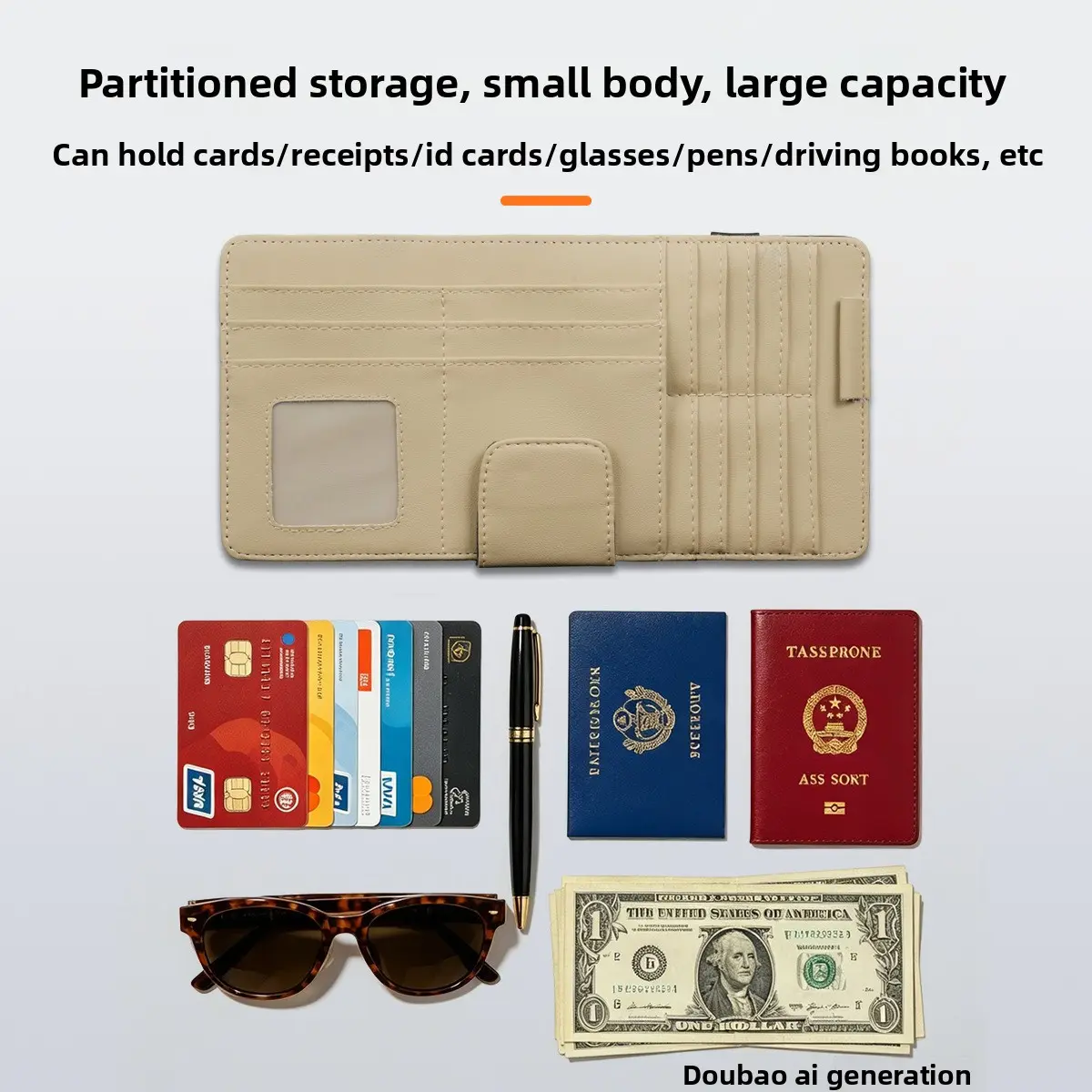 New Multifunctional Car Sun Visor Storage Bag, Universal Auto Sun Visor Organizer with Sunglasses Holder & Card Slots, Portable Ticket Phone Pouch Car Interior Gadgets for Truck SUV Sedan