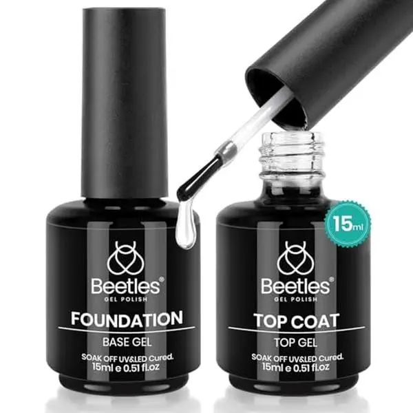 Beetles Gel Top Coat and Base Coat Set - Shine Finish and Long Lasting, Soak Off LED Nail Lamp Gel Base Top Coat Finish Nail Art Design Manicure Gifts for Women mothersdaygift Spring Nail Summer Nail Vacation Nail #SummerVibes