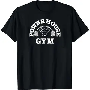 Powerhouse Gym Men's Heavyweight 230gsm Washed T-Shirt Vintage Gym Graphic Print with Logo & Weightlifting Design Casual Round Neck Short Sleeve Tee for Workout & Casual Attire