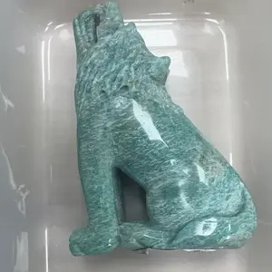 Amazonite Wolf Carving