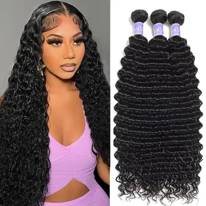 [UDesire] Deep Wave Bundles Human Hair Bundles Brazilian Water Wave Human Hair Bundles 10-26 inch 16A 100% Unprocessed Deep Curly Bundles Double Weft