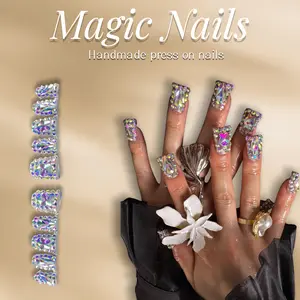 Magic Nails -PARTY QUEEN -Handmade Press-On Nails | Reusable,Acrylic Made,Salon-Quality,Long lasting ,Glossy Design