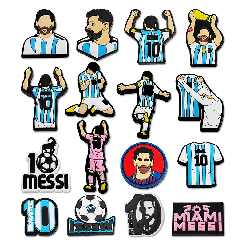Cartoon No.10 football Croc Shoe Charms for Kids Boys Girls Women Men PVC Wristband Sandals Clog Accessories Party Favor with Dragon and Character Designs Footwear