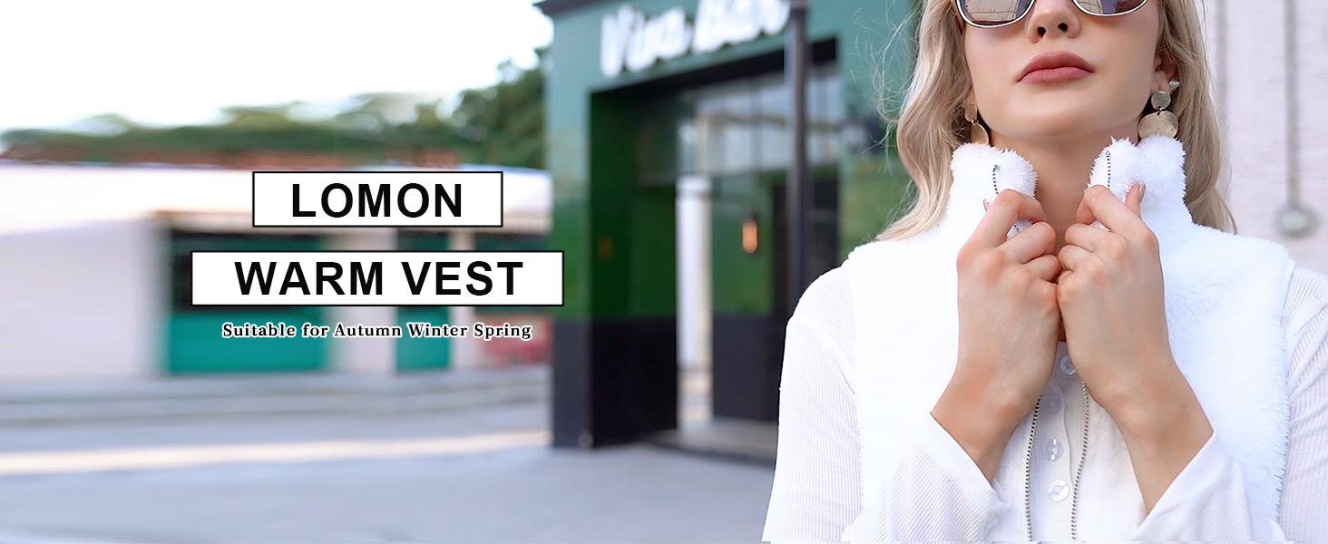 Womens Fuzzy Sherpa Fleece Jacket Lightweight Vest Cozy Sleeveless Cardigan Zipper Waistcoat Outerwear with Pocket