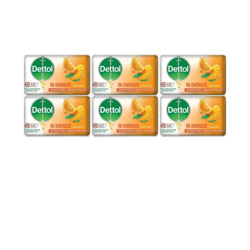 Dettol Re-Energize Antibacterial Bar Soap, for Fresh and Healthy Skin, Body Care, Pack of 6