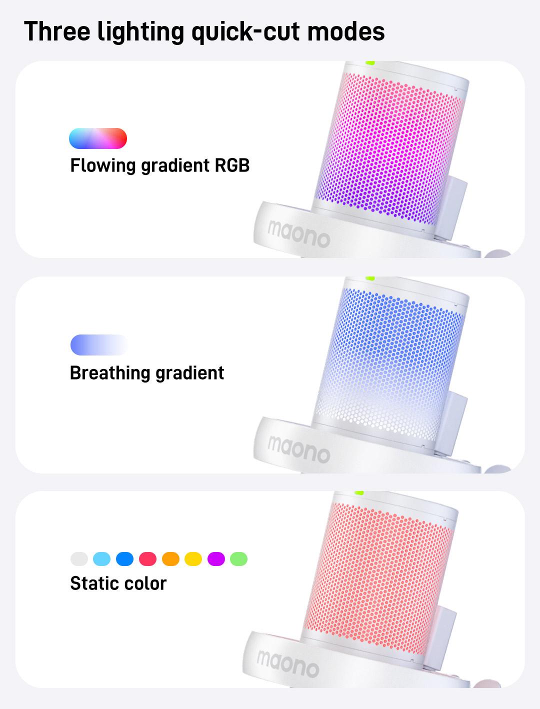 Maono DM40 Voice Changer Budget RGB Wireless/USB Desktop Microphone, audio equipment gear with Noise Reduction, zero latency, budget mics for Computer/PC/PS5 / Mac / Smartphone, ideal for Gaming,Recording,Singing,YouTube,TikTok.