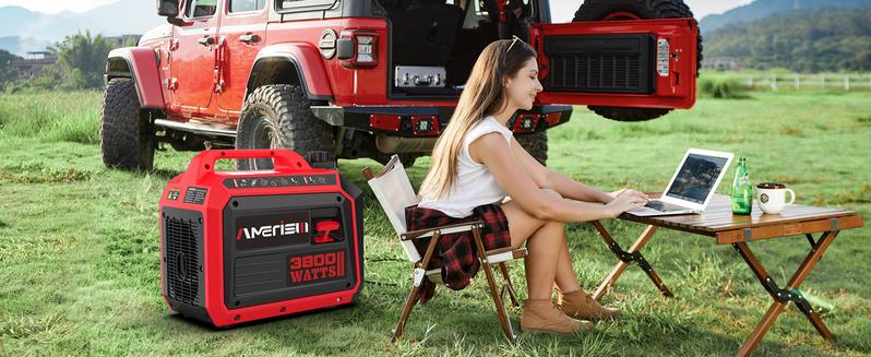 Amerisun 3800-Watt Gas Powered Portable Inverter Generator, Super Quiet and Lightweight for Home Use, Outdoor Camping, RV Ready 30A Outlet, Digital Display, EPA Compliant(AL5035C)