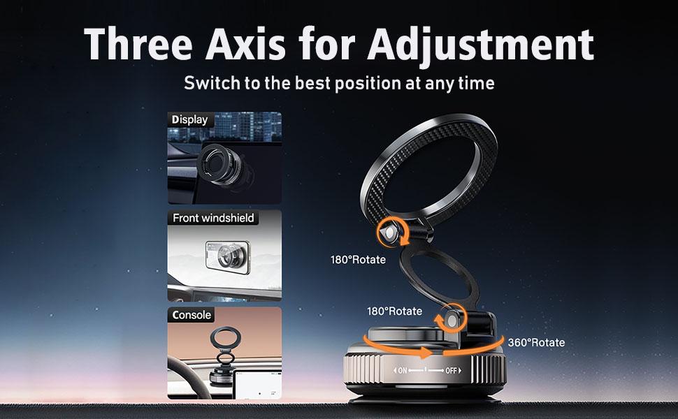 MagSafe Vacuum Magnetic Super Suction Cup Car Phone Holder Car Phone Holder, 360° Adjustable Magnetic Phone Holder, Hands-Free Suction Cup Phone Holder, Car Phone Holder for All Smartphones, Vehicles and Gym/Bathroom Mirrors