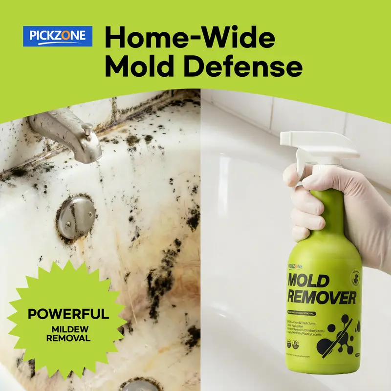 PICKZONE Mold Remover and Mildew Remover Heavy Duty Stain, Spray Bottle, 2026 Multi-Surface Stain Remover for Loader Washing Machine, Bathroom Grout, Shower, Caulk Tile, Wood, Concrete, Glass, and More