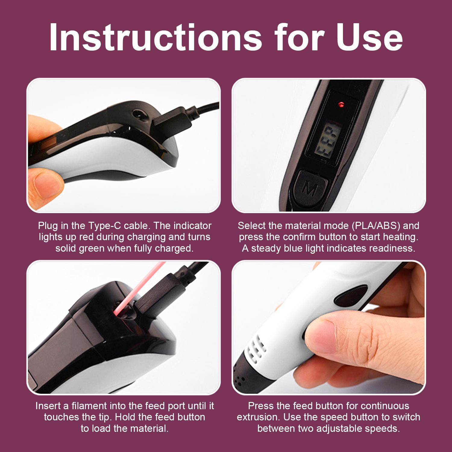 Upgraded 3D Printing Pen with 30 Feet of Filament 3Colors, Stencil Book, and Project Guide