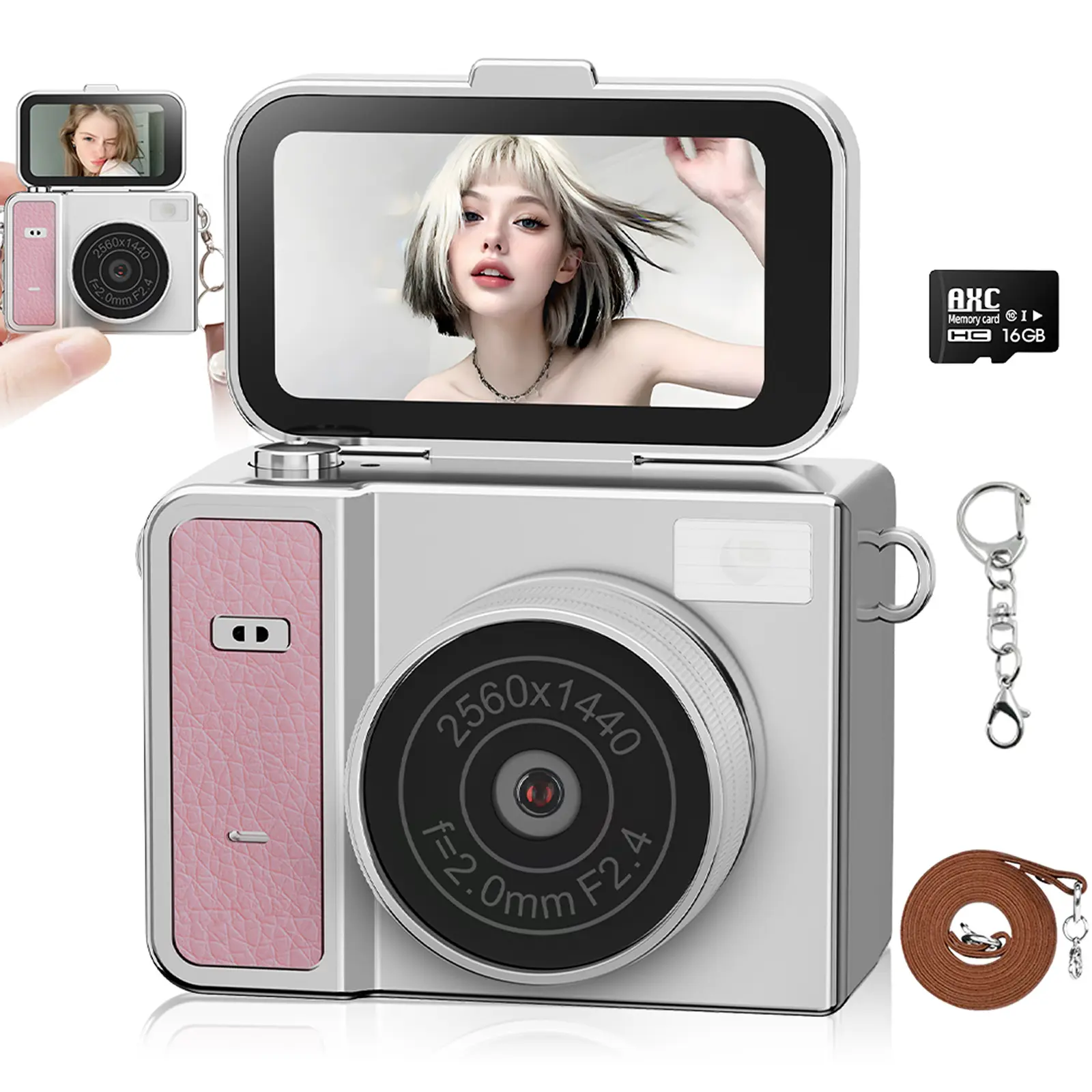 2K hd Student Outdoor Sport Camera Vintage Retro Camera, Pocket Camera with 1.47 Inch Screen & 16GB Card, High-Clarity Travel Vlog y2k Camera, Mini Digital Camera Unique Gift for Teens Girls Boys party compact point