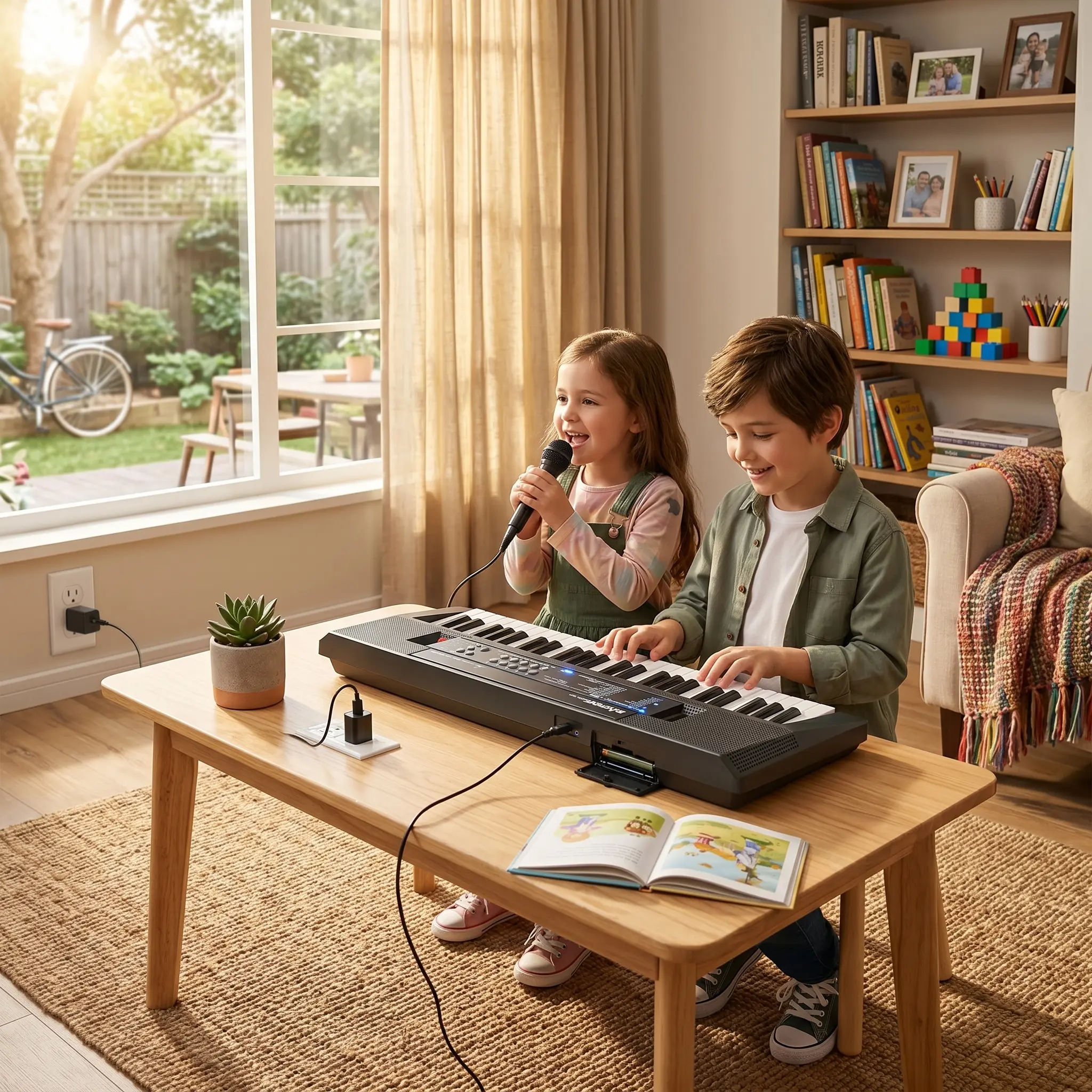 Toddler Piano 37-Key Mini Keys Plastic Electric Keyboard Toy for Kids - USB Powered Musical Instrument with Microphone, Recording Function, Batteries (40*15*4 cm), General Music-Making Accessories, Boys' Gift & Room Decor