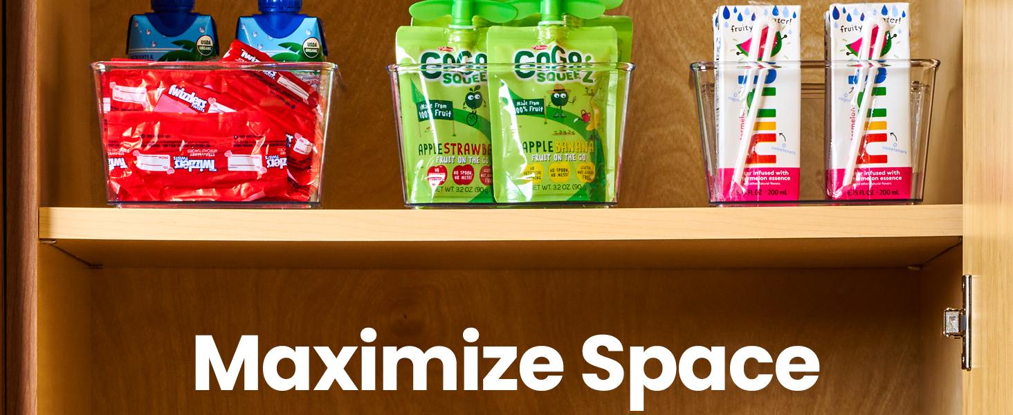 8 Pcs Clear Pantry Organizer Bins - Fridge Organizer with 3 Removable Dividers, Ideal for Kitchen, Pantry, Refrigerator, Freezer, and Snack Storage Clear Organizer Bins Fridge Organizer Bins Clear Kitchen Cabinet Organizer Bins  Snack Drink Organizer 1.1