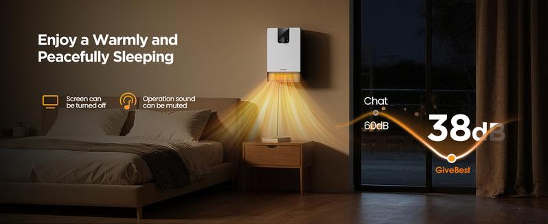 GiveBest Wall Heater for Bathroom, 1500W Fast Heating Electric Space Heater with ALCI Plug, Adjustable Thermostat, 3 Heating Modes, 24H Timer, Easy Mounted Heater for Indoor Use, Home, Office, White