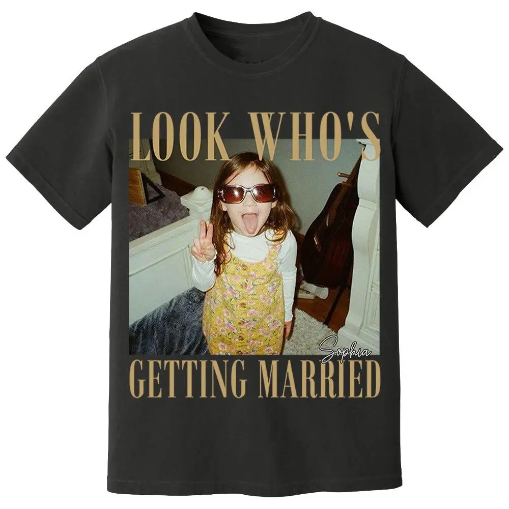 Custom Bride Photo T-Shirt, Personalized 100% Cotton Classic Fit Top for Bachelorette Party, Unique Bridal Shower Gift, Tshirt