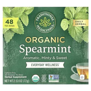 Traditional Medicinals Organic Spearmint, Caffeine Free, 48 Wrapped Tea Bags, 2.53 oz (72 g)